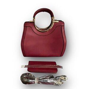 Vegan La Terre Fashion Burgundy Multi-Wear Handbag / Shoulder-Bag / Clutch BNWT